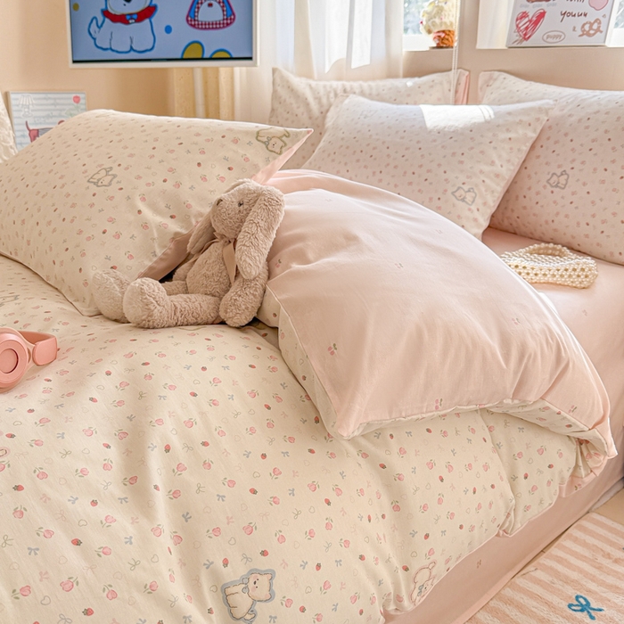 91家纺网 家纺一手货源 找家纺 典曼家纺 2026新款全棉印花四件套-系列二 玫瑰小狗