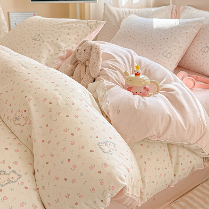 91家纺网 家纺一手货源 找家纺 典曼家纺 2026新款全棉印花四件套-系列二 玫瑰小狗