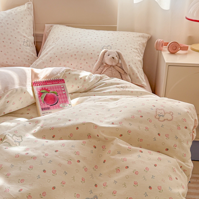 91家纺网 家纺一手货源 找家纺 典曼家纺 2026新款全棉印花四件套-系列二 玫瑰小狗