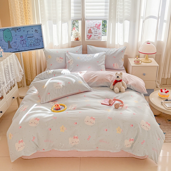 91家纺网 家纺一手货源 找家纺 典曼家纺 2026新款全棉印花四件套-系列二 奶油凯蒂兰