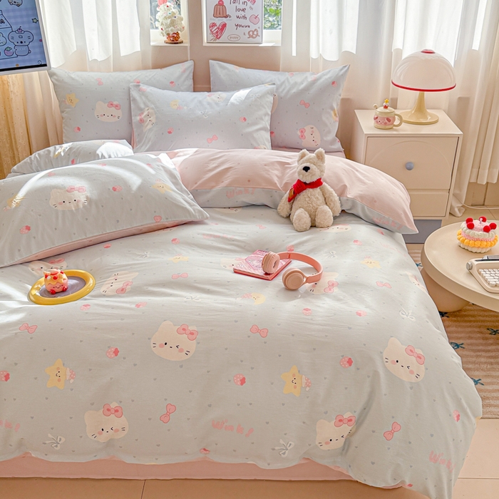 91家纺网 家纺一手货源 找家纺 典曼家纺 2026新款全棉印花四件套-系列二 奶油凯蒂兰