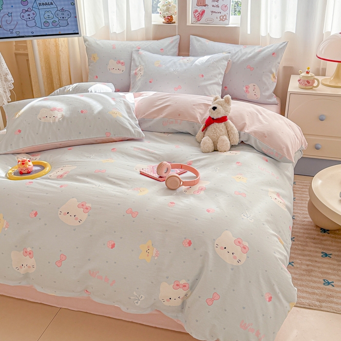 91家纺网 家纺一手货源 找家纺 典曼家纺 2026新款全棉印花四件套-系列二 奶油凯蒂兰