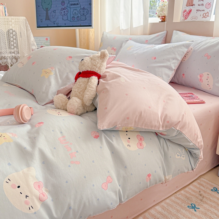 91家纺网 家纺一手货源 找家纺 典曼家纺 2026新款全棉印花四件套-系列二 奶油凯蒂兰