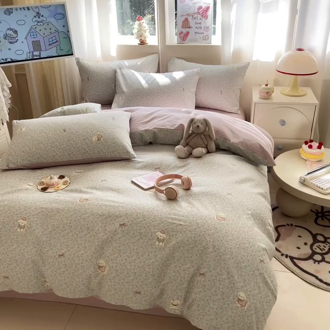 91家纺网 家纺一手货源 找家纺 典曼家纺 2026新款全棉印花四件套-系列二 秋日花园