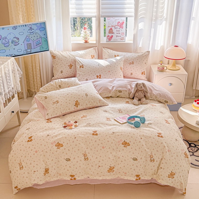 91家纺网 家纺一手货源 找家纺 典曼家纺 2026新款全棉印花四件套-系列二 软糖萌宠