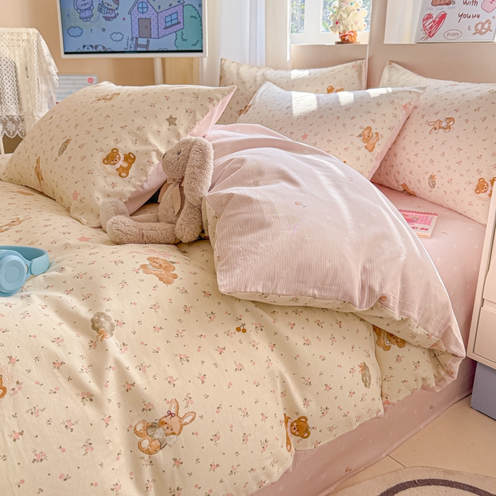 91家纺网 家纺一手货源 找家纺 典曼家纺 2026新款全棉印花四件套-系列二 软糖萌宠