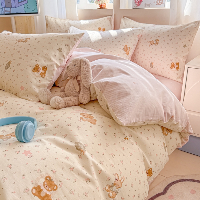 91家纺网 家纺一手货源 找家纺 典曼家纺 2026新款全棉印花四件套-系列二 软糖萌宠