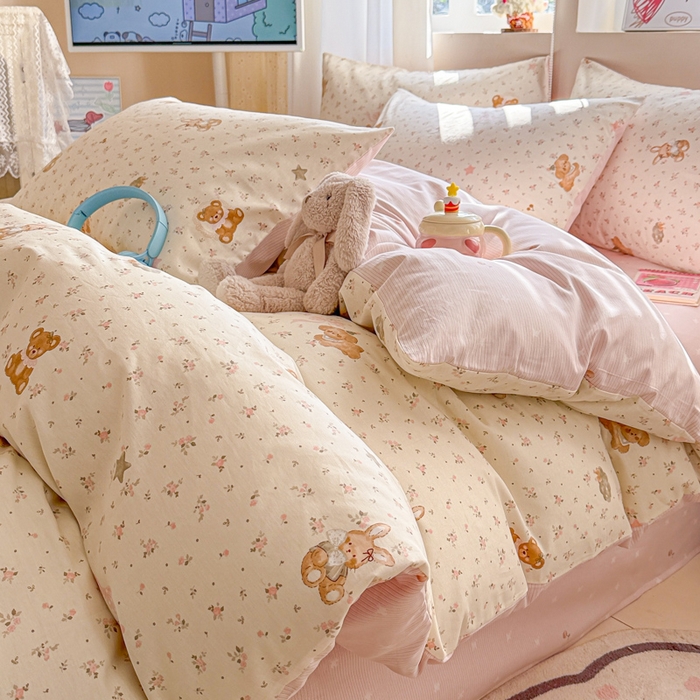 91家纺网 家纺一手货源 找家纺 典曼家纺 2026新款全棉印花四件套-系列二 软糖萌宠