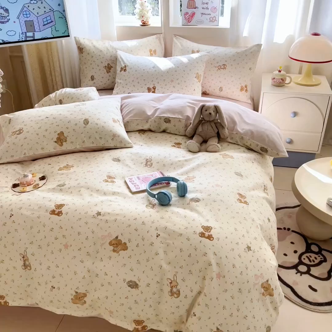 91家纺网 家纺一手货源 找家纺 典曼家纺 2026新款全棉印花四件套-系列二 软糖萌宠