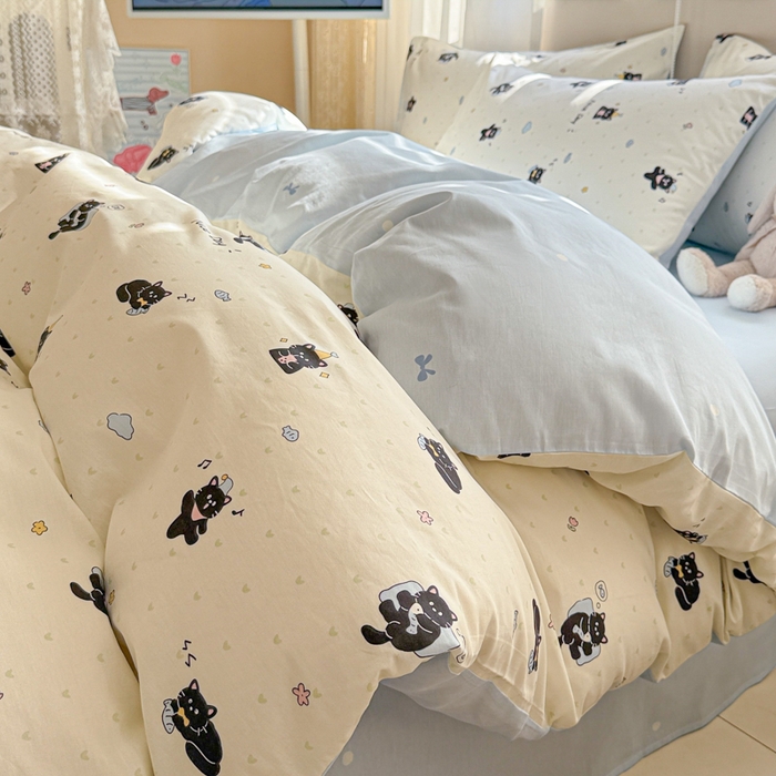 典曼家纺 2026新款全棉印花四件套-系列二 贪睡猫