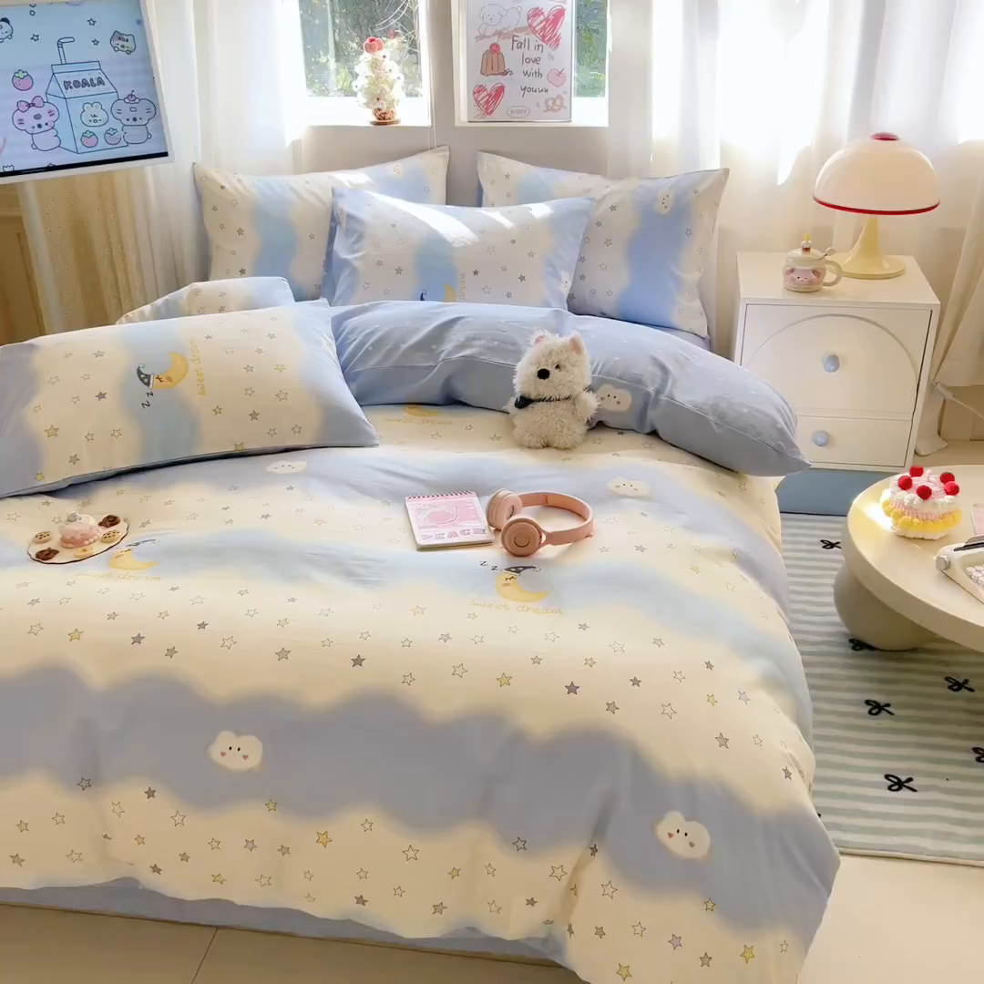 91家纺网 家纺一手货源 找家纺 典曼家纺 2026新款全棉印花四件套-系列二 星辰入梦