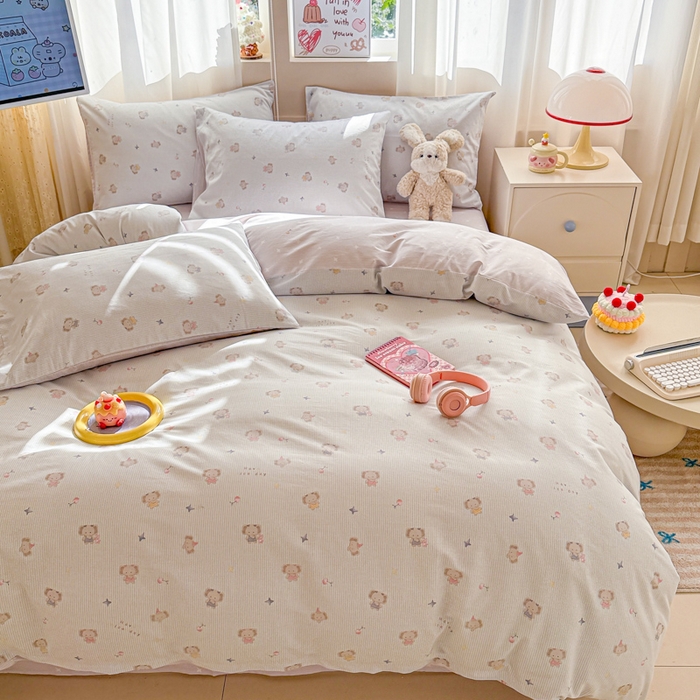 91家纺网 家纺一手货源 找家纺 典曼家纺 2026新款全棉印花四件套-系列二 星小象兰