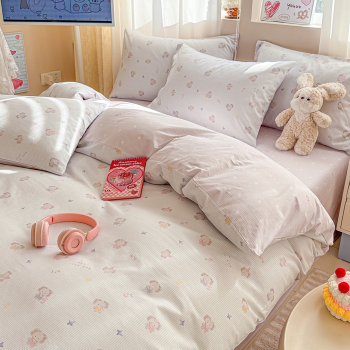 91家纺网 家纺一手货源 找家纺 典曼家纺 2026新款全棉印花四件套-系列二 星小象兰