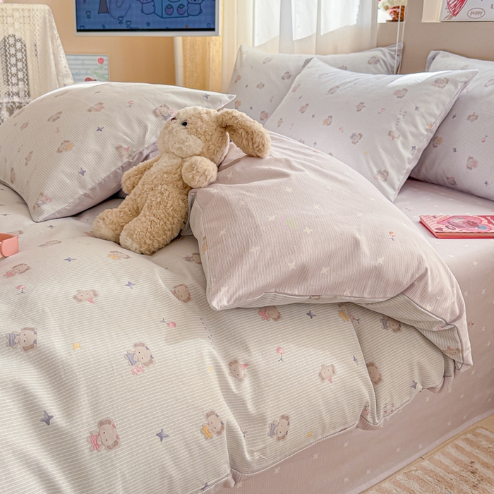 91家纺网 家纺一手货源 找家纺 典曼家纺 2026新款全棉印花四件套-系列二 星小象兰