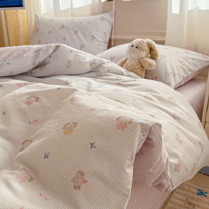 91家纺网 家纺一手货源 找家纺 典曼家纺 2026新款全棉印花四件套-系列二 星小象兰