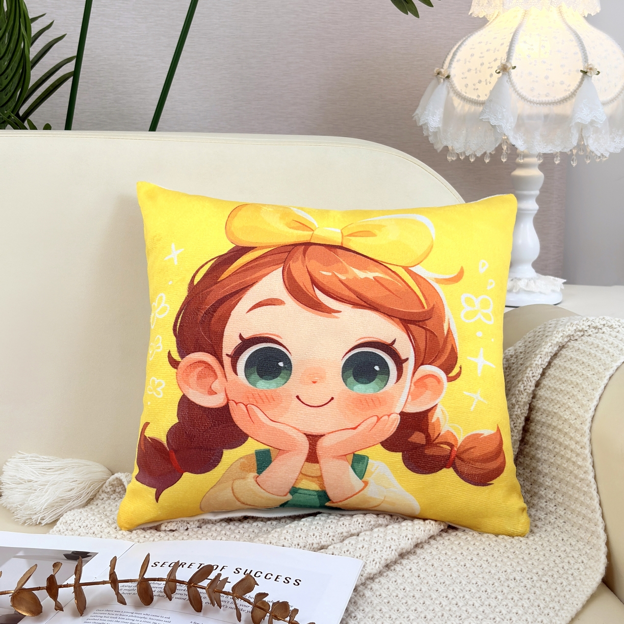 晟利凯枕芯 2026新款卡通萌趣抱枕枕头枕芯 可爱女孩