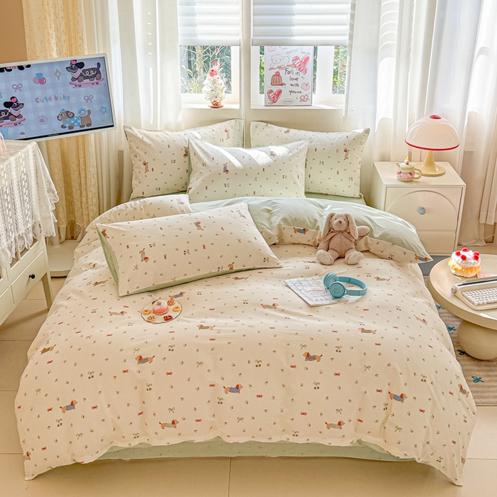 91家纺网 家纺一手货源 找家纺 典曼家纺 2026新款全棉印花四件套-系列二 樱桃腊肠