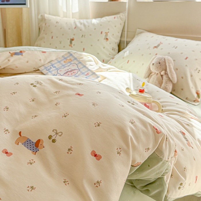 91家纺网 家纺一手货源 找家纺 典曼家纺 2026新款全棉印花四件套-系列二 樱桃腊肠