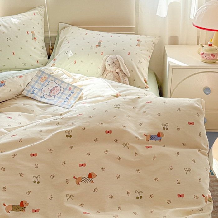 91家纺网 家纺一手货源 找家纺 典曼家纺 2026新款全棉印花四件套-系列二 樱桃腊肠