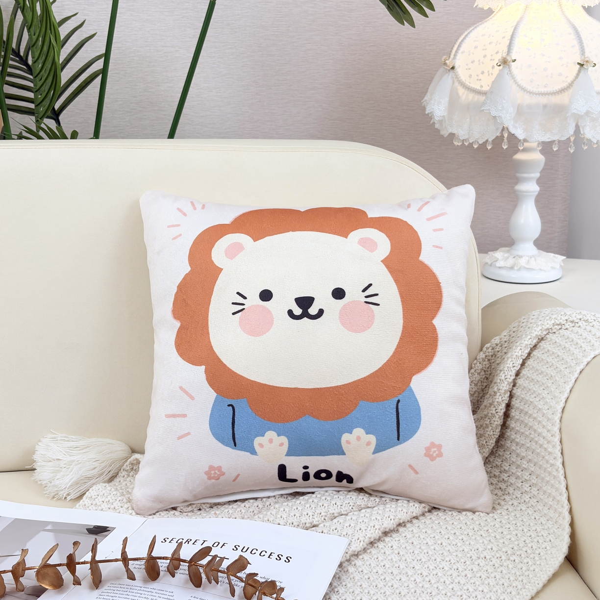 晟利凯枕芯 2026新款卡通萌趣抱枕枕头枕芯 狮子