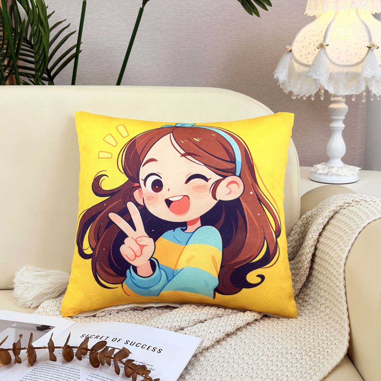 晟利凯枕芯 2026新款卡通萌趣抱枕枕头枕芯 耶