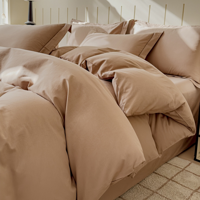 91家纺网 家纺一手货源 找家纺 （总）锦彩家居 2026新款40支正宗13372双拼纯色全棉四件套酒店宾馆民宿学生三件套（可定制）标准号的床单是圆角吊边；小号和加大的床单都是直角