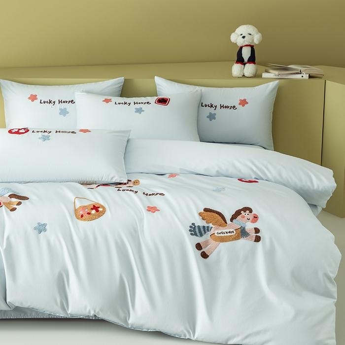 91家纺网 家纺一手货源 找家纺 618家纺 2026新款A类100支全棉纯棉毛巾绣四件套-马上有钱 马上有钱-蓝