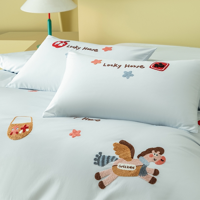 91家纺网 家纺一手货源 找家纺 618家纺 2026新款A类100支全棉纯棉毛巾绣四件套-马上有钱 马上有钱-蓝