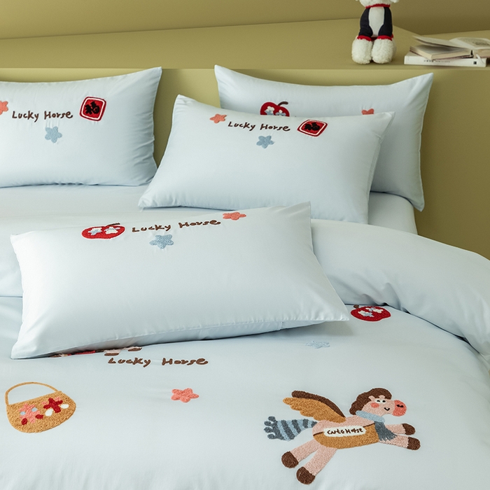 91家纺网 家纺一手货源 找家纺 618家纺 2026新款A类100支全棉纯棉毛巾绣四件套-马上有钱 马上有钱-蓝