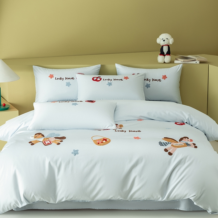 91家纺网 家纺一手货源 找家纺 618家纺 2026新款A类100支全棉纯棉毛巾绣四件套-马上有钱 马上有钱-蓝