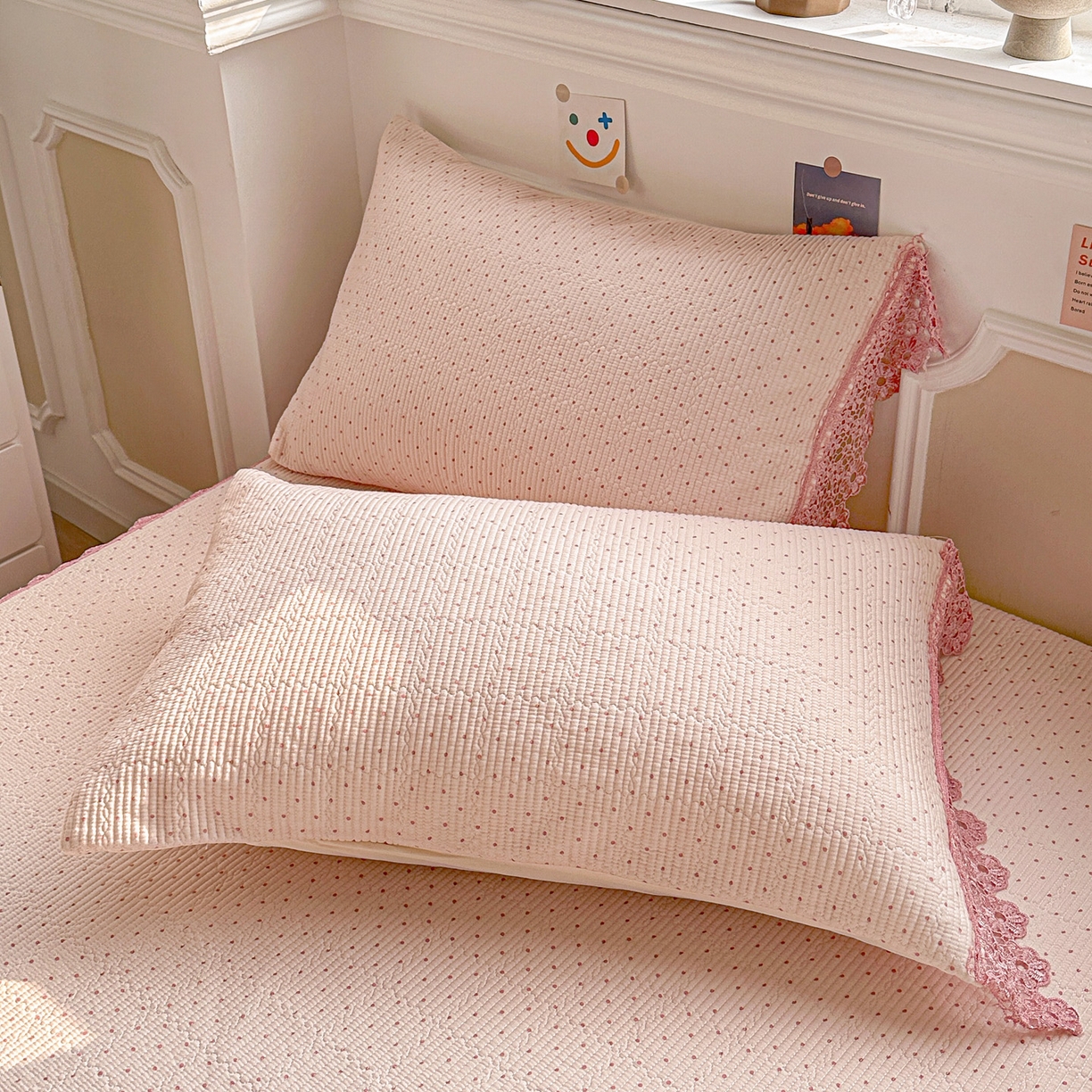 91家纺网 家纺一手货源 找家纺 （总）源舜家纺 2026新款全棉双层纱梅花边床盖