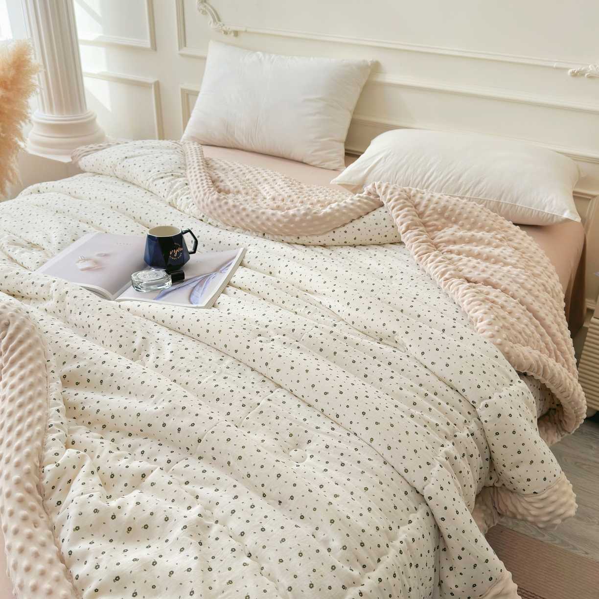 91家纺网 家纺一手货源 找家纺 （总）博尔菲 2026新款全棉数码印花双层纱豆豆被