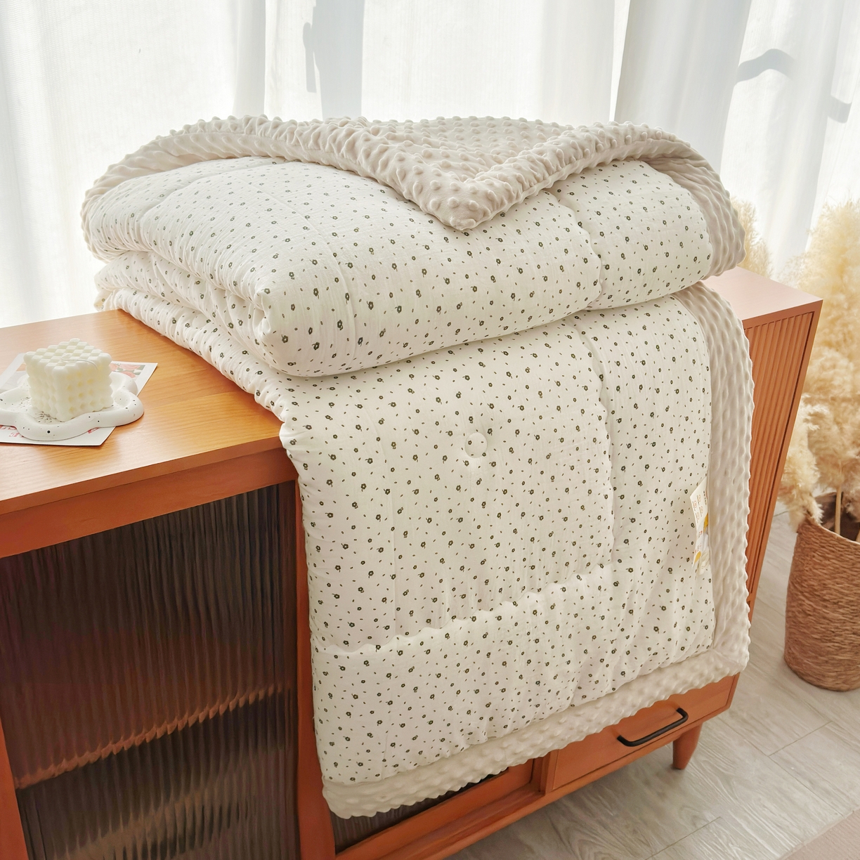 91家纺网 家纺一手货源 找家纺 （总）博尔菲 2026新款全棉数码印花双层纱豆豆被