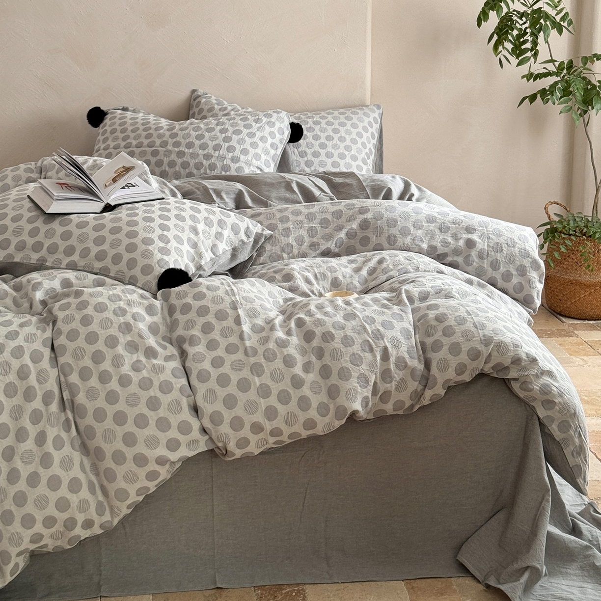 91家纺网 家纺一手货源 找家纺 （总）淑女公社家纺 2026春夏新款全棉提花色织套件-甜甜圈