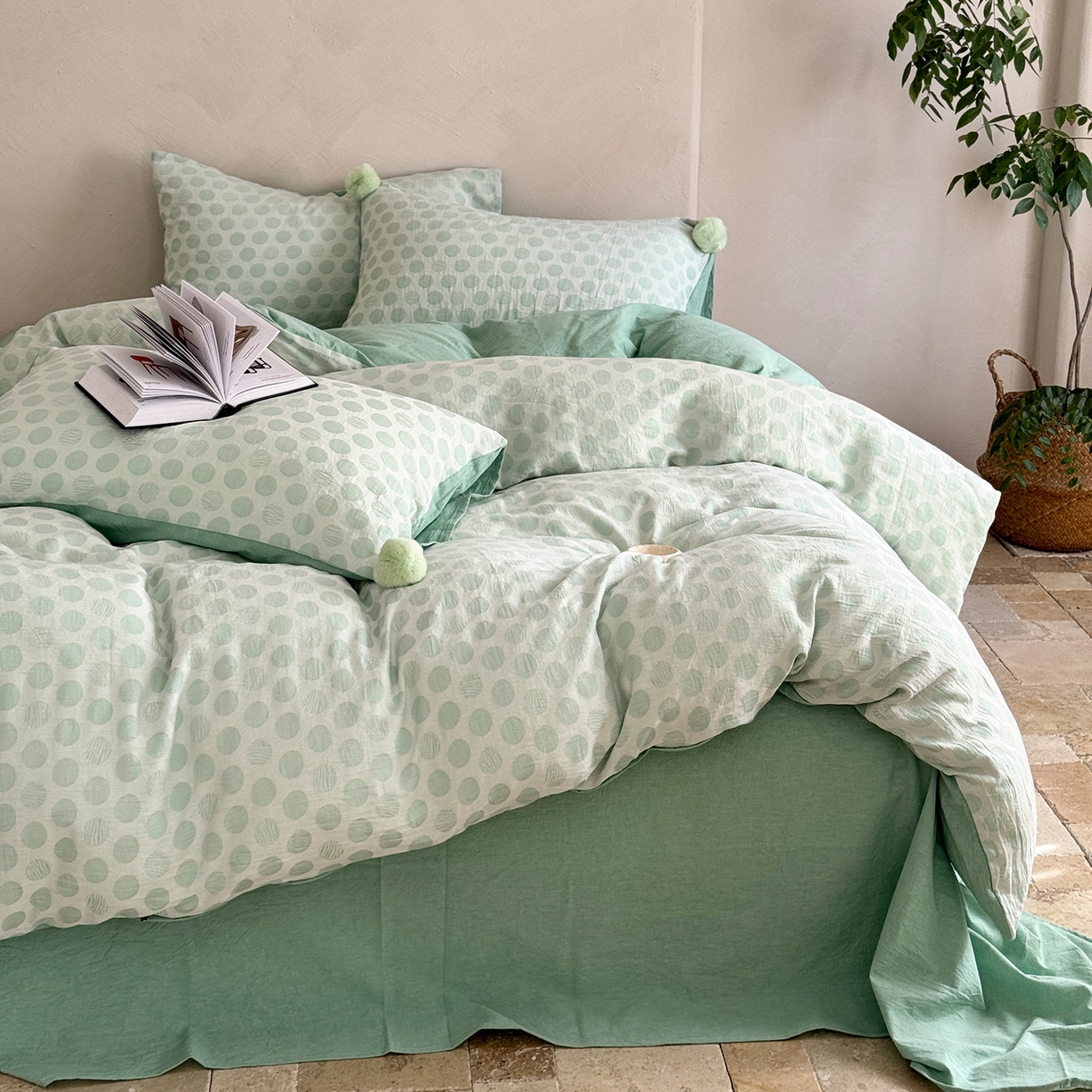 91家纺网 家纺一手货源 找家纺 （总）淑女公社家纺 2026春夏新款全棉提花色织套件-甜甜圈