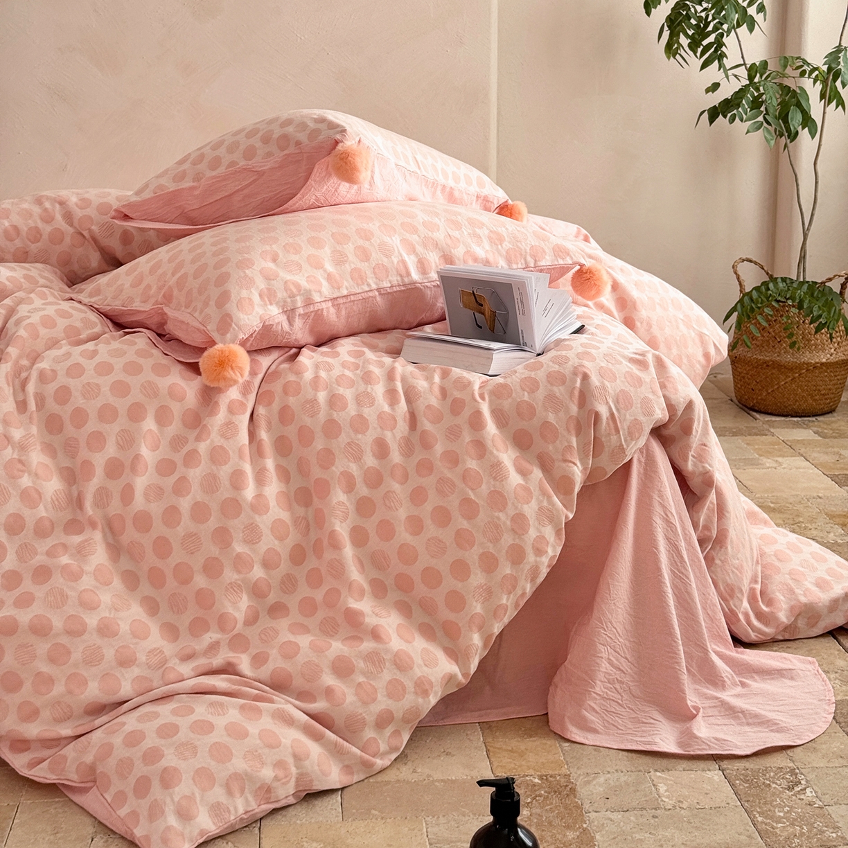 91家纺网 家纺一手货源 找家纺 淑女公社家纺 2026春夏新款全棉提花色织套件-甜甜圈 甜甜圈 -粉