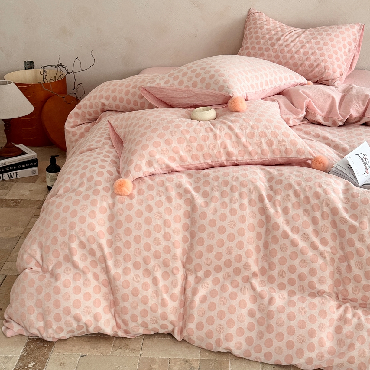 91家纺网 家纺一手货源 找家纺 淑女公社家纺 2026春夏新款全棉提花色织套件-甜甜圈 甜甜圈 -粉