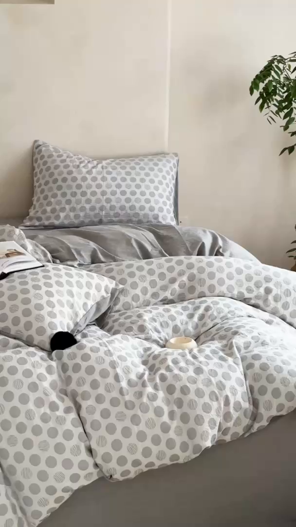 91家纺网 家纺一手货源 找家纺 淑女公社家纺 2026春夏新款全棉提花色织套件-甜甜圈 甜甜圈 -灰