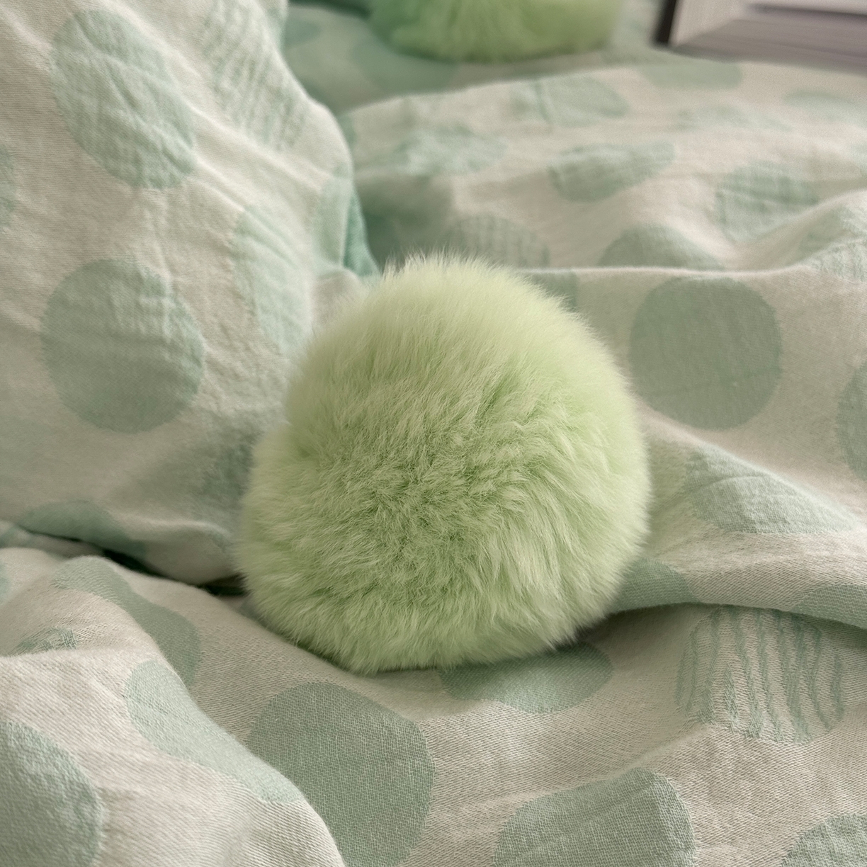 91家纺网 家纺一手货源 找家纺 淑女公社家纺 2026春夏新款全棉提花色织套件-甜甜圈 甜甜圈-绿