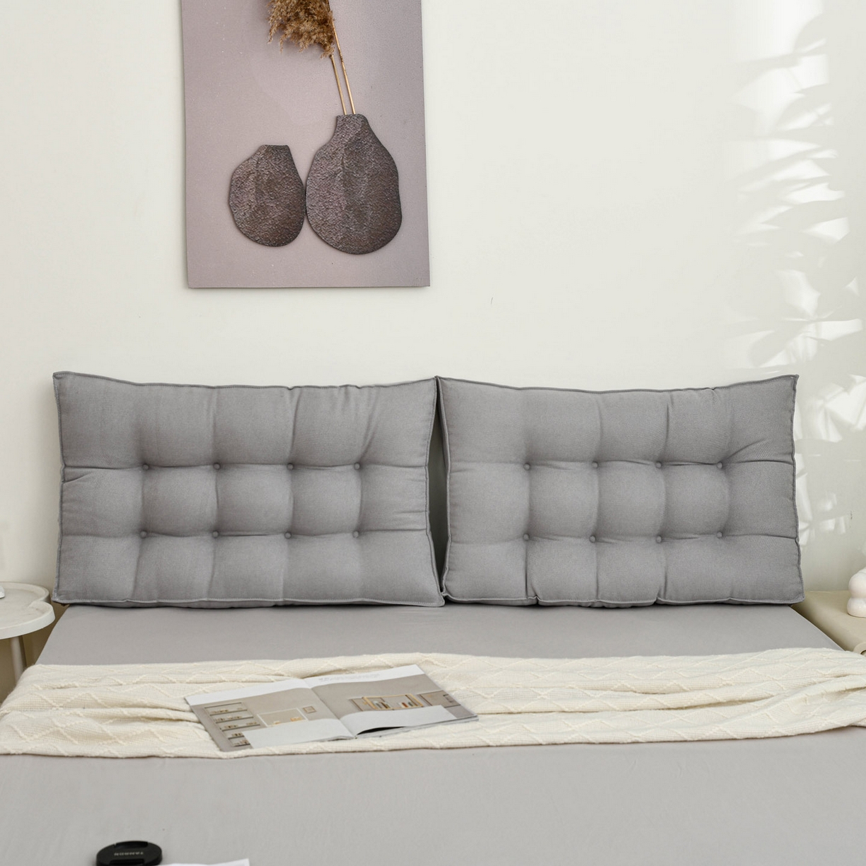 91家纺网 家纺一手货源 找家纺 美达人 2025新款面包靠垫 石灰色-韩国绒