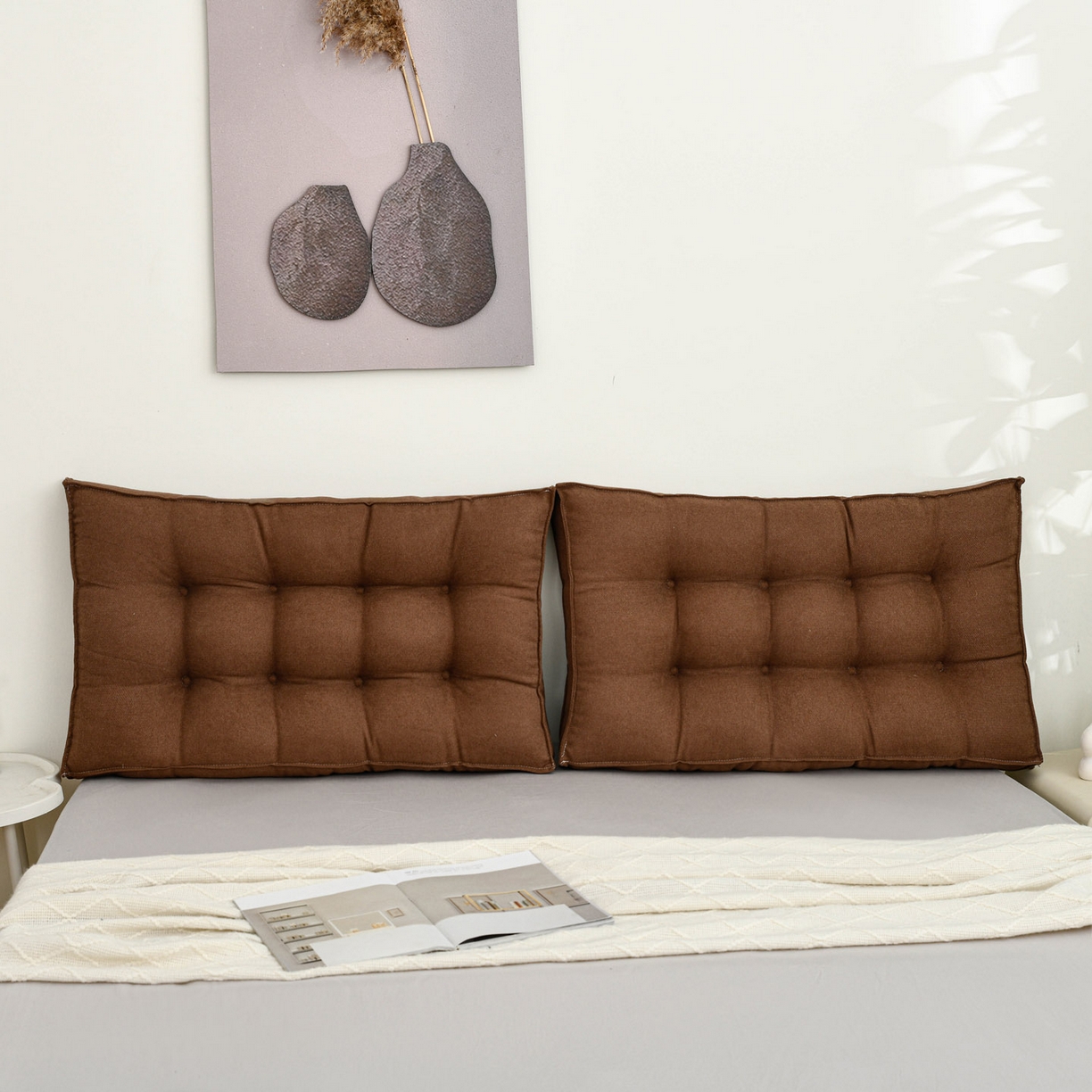 91家纺网 家纺一手货源 找家纺 美达人 2025新款面包靠垫 咖褐色-韩国绒