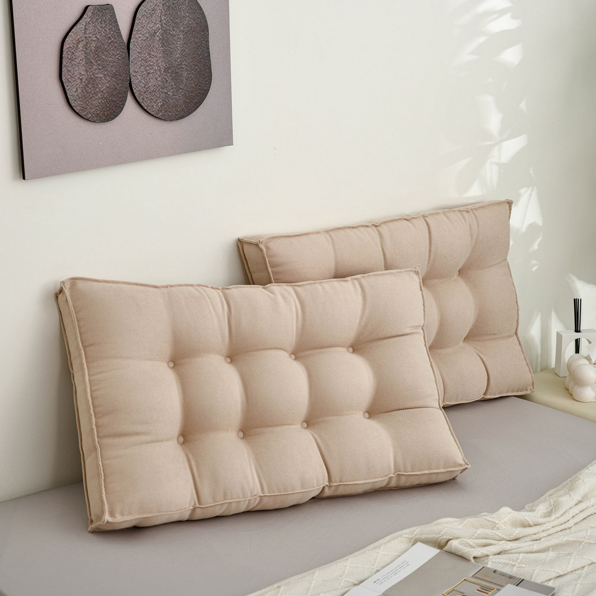 91家纺网 家纺一手货源 找家纺 美达人 2025新款面包靠垫 茶色-韩国绒