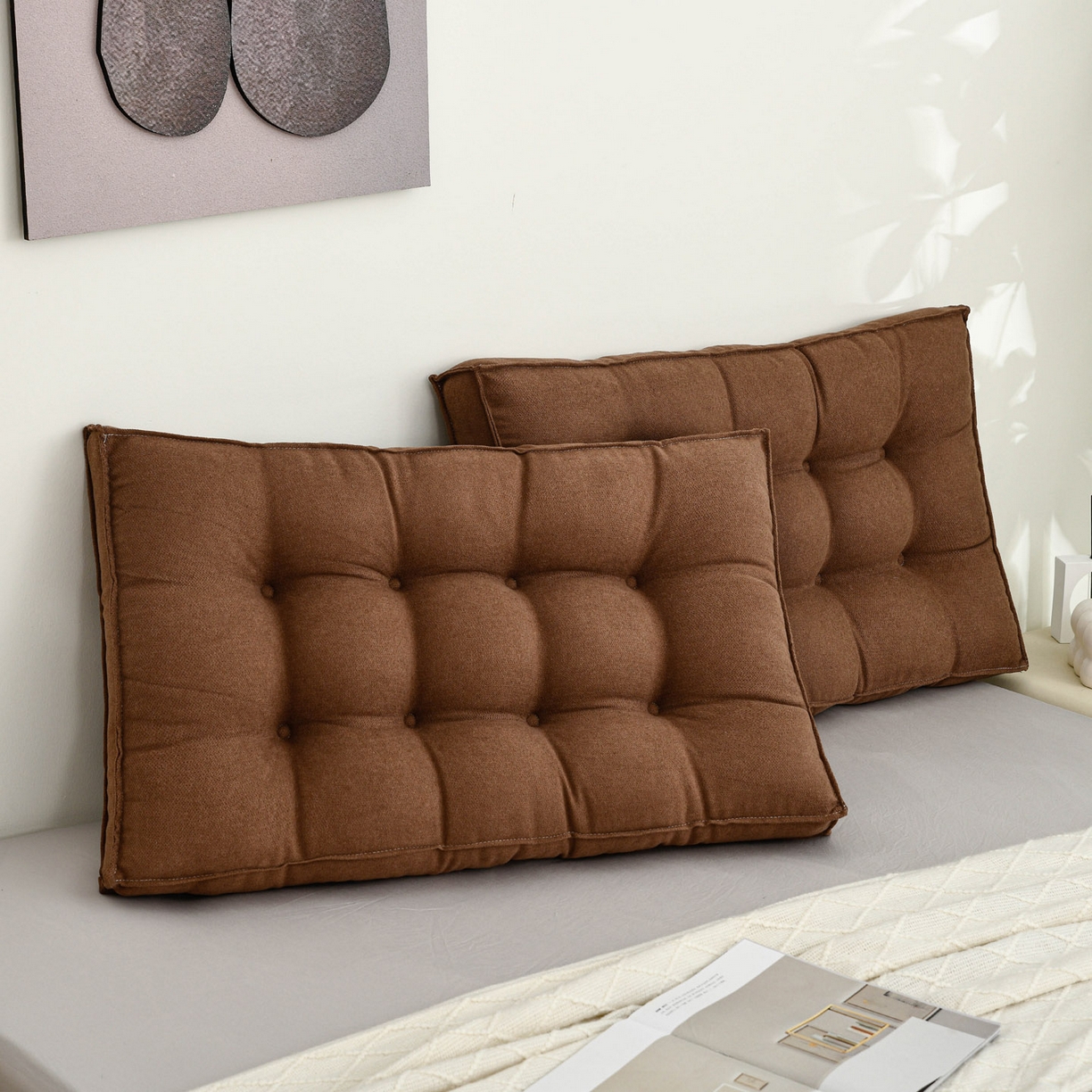 91家纺网 家纺一手货源 找家纺 美达人 2025新款面包靠垫 咖褐色-韩国绒