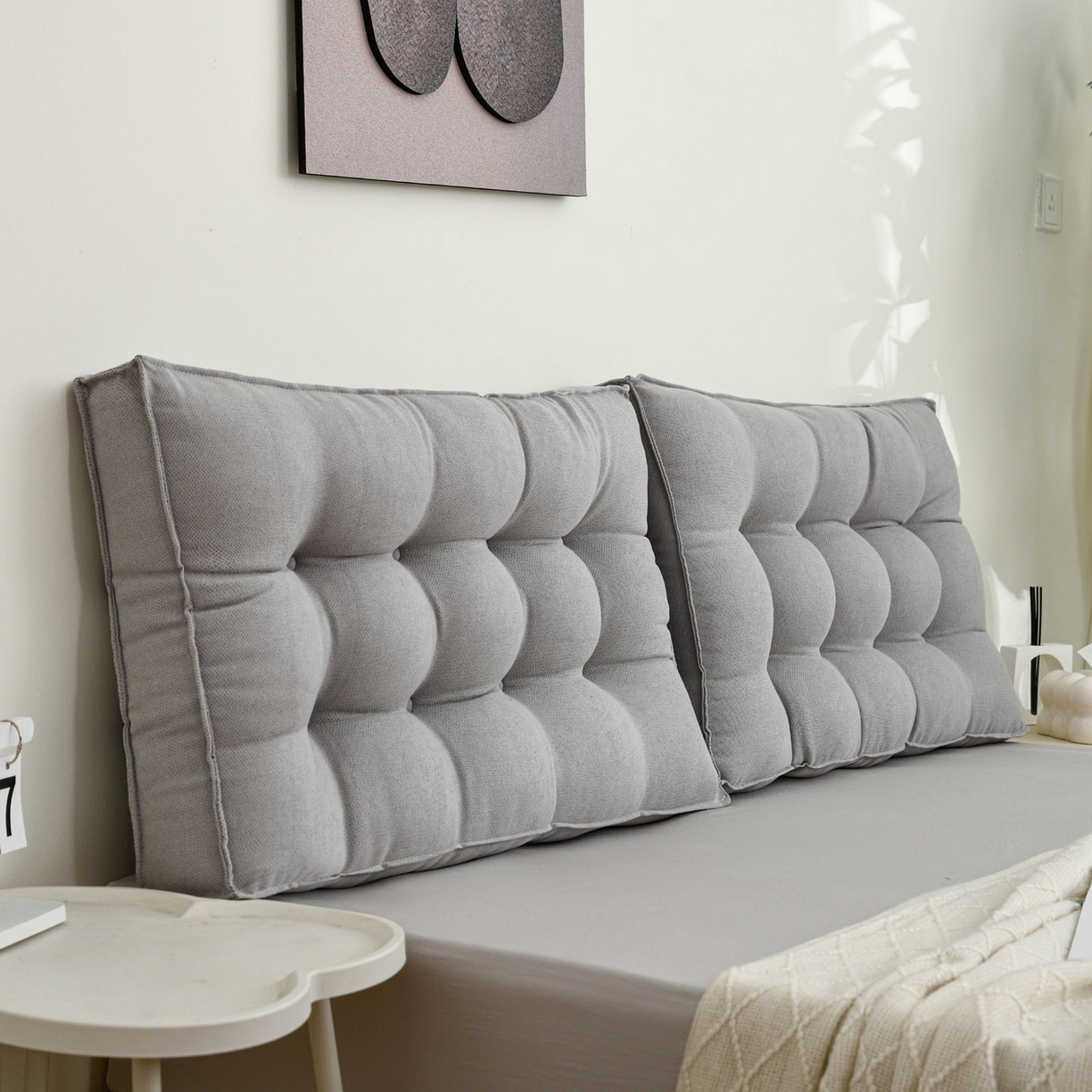 91家纺网 家纺一手货源 找家纺 美达人 2025新款面包靠垫 石灰色-韩国绒