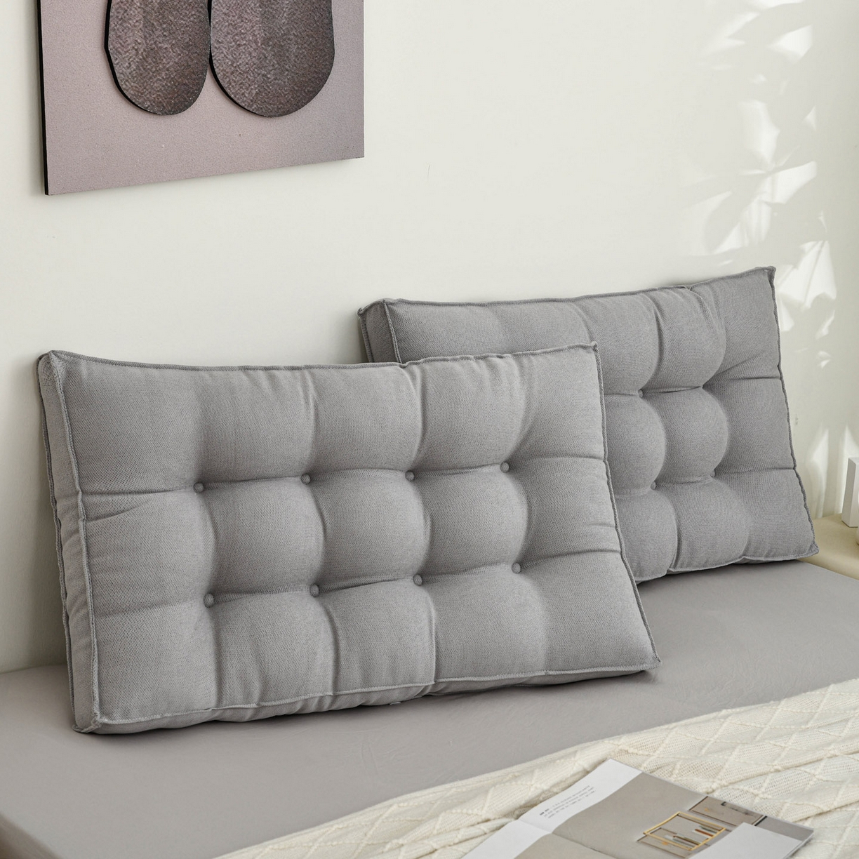 91家纺网 家纺一手货源 找家纺 美达人 2025新款面包靠垫 石灰色-韩国绒