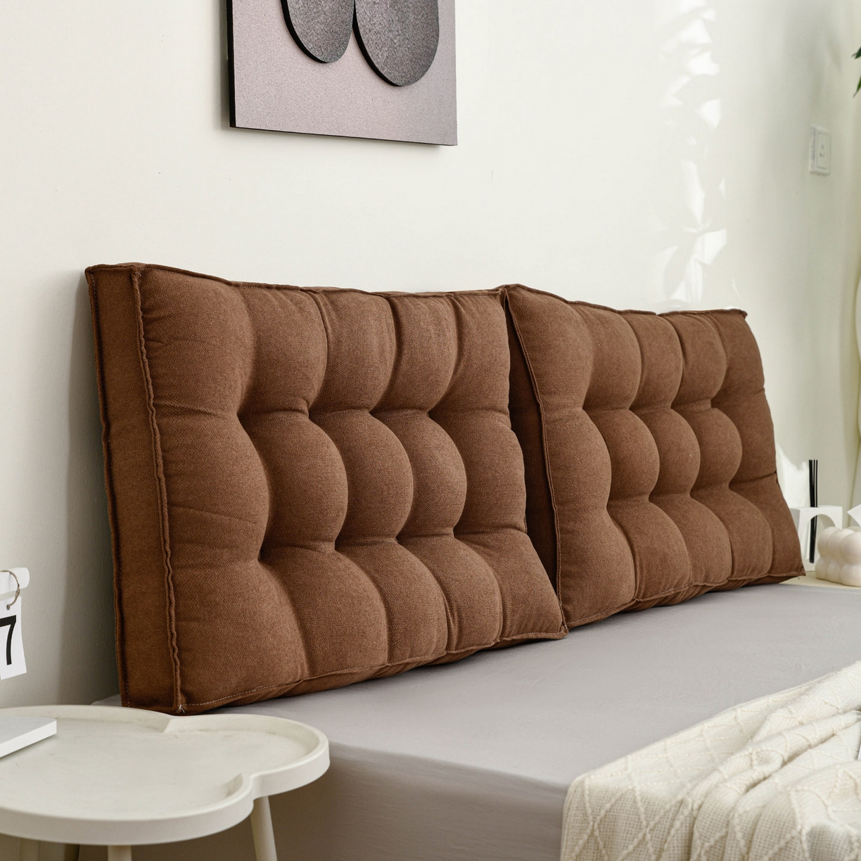 91家纺网 家纺一手货源 找家纺 美达人 2025新款面包靠垫 咖褐色-韩国绒