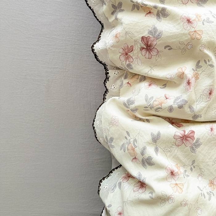 91家纺网 家纺一手货源 找家纺 芯贝儿 2026新款A类仿棉古法水洗棉复古法式花边四件套（提供买家秀） 花梦