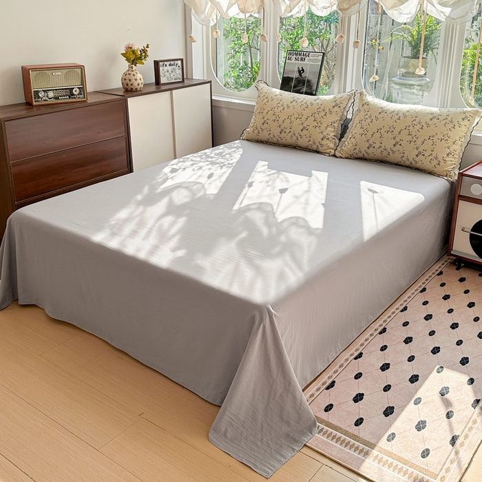 91家纺网 家纺一手货源 找家纺 芯贝儿 2026新款A类仿棉古法水洗棉复古法式花边四件套（提供买家秀） 锦上花开