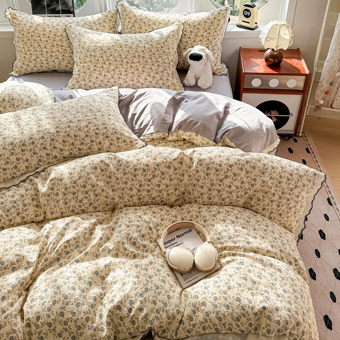 91家纺网 家纺一手货源 找家纺 芯贝儿 2026新款A类仿棉古法水洗棉复古法式花边四件套（提供买家秀） 兰溪