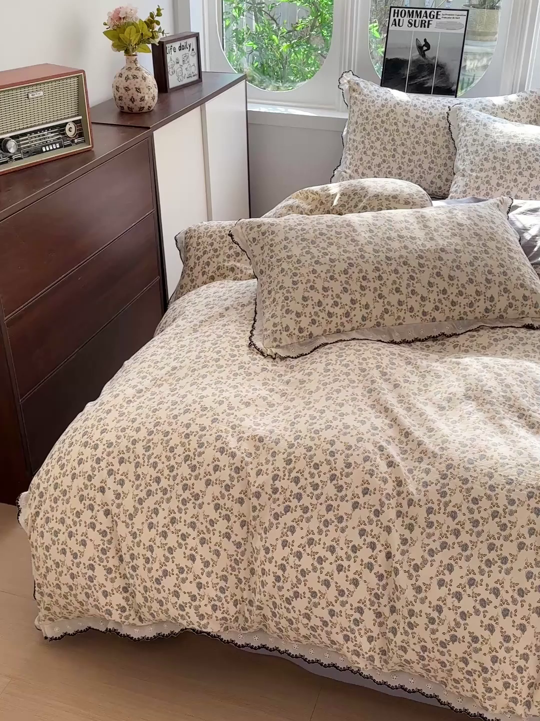 91家纺网 家纺一手货源 找家纺 芯贝儿 2026新款A类仿棉古法水洗棉复古法式花边四件套（提供买家秀） 兰溪